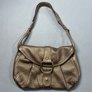 VINTAGE Y2K Marshall Fields Leather Handbag; Bronze Tones; Magnetic Close